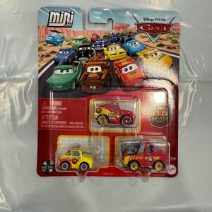 Disney Pixar Cars Mini Racers 3 Pack Lightning McQueen Mater Luigi GKG01 JJW57